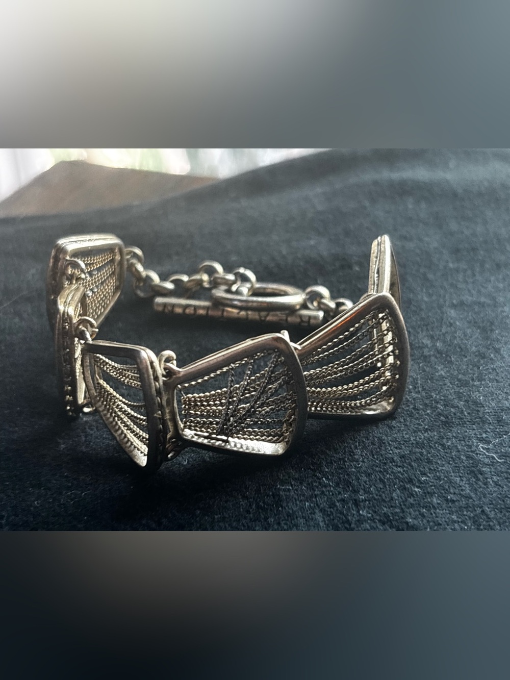 Vintage and Unique Kenneth Cole Reaction Silver and Gold Mesh Link Bracelet